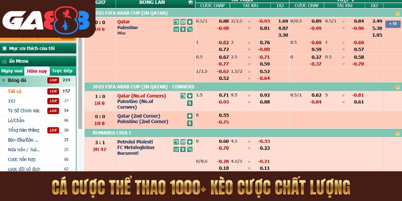 Cá cược thể thao 1000+ kèo cược chất lượng