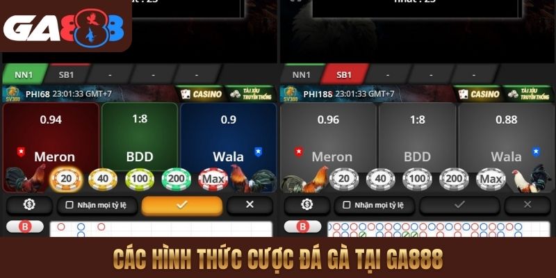 Các hình thức cược Đá gà tại GA888