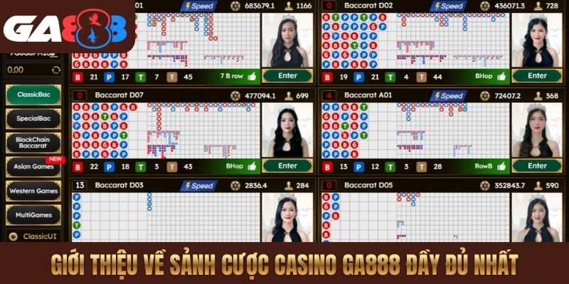 Giới thiệu về sảnh cược Casino GA888 đầy đủ nhất