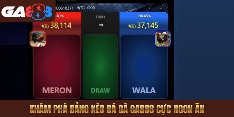 Khám phá bảng kèo Đá gà GA888 cực ngon ăn